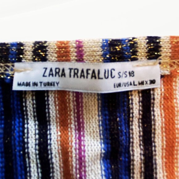 Zara Trafaluc Striped Shimmer/Glitter Multi-Colored Twist Top, Size L - Picture 6 of 8